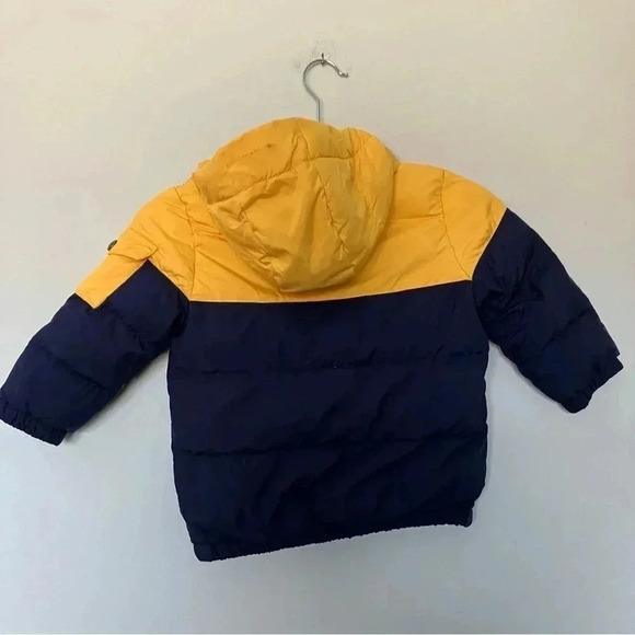 Polo by Ralph Lauren yellow navy down puffer hooded jacket - Picture 3 of 7
